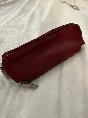 HOBO Dark Red Zip Pouch with Chartreuse Lining Vintage piece